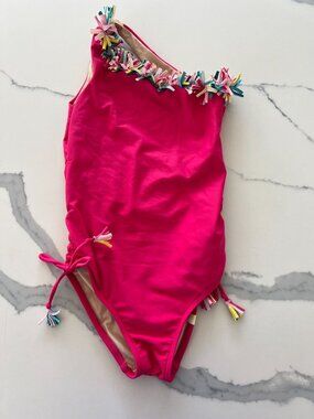 pink summersalt festival fringe swimsuit, Confetti Sidestroke one-piece swimsuit